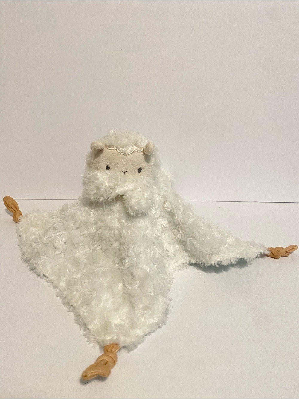 Ingenuity Sheep Lovey Lamb Plush Security Blanket White Blue Knots Cuddle Toy